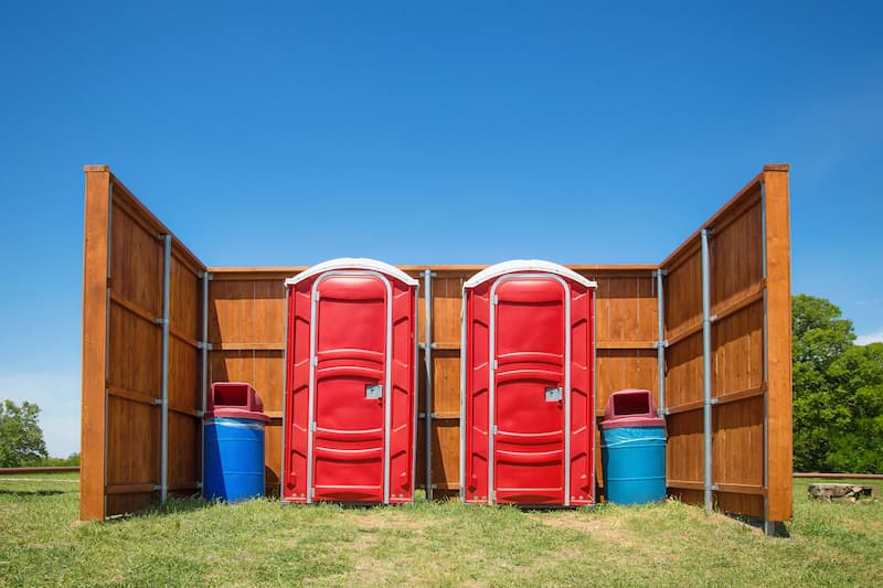 Short-term porta potty units staged for delivery in Maryville, Tennessee